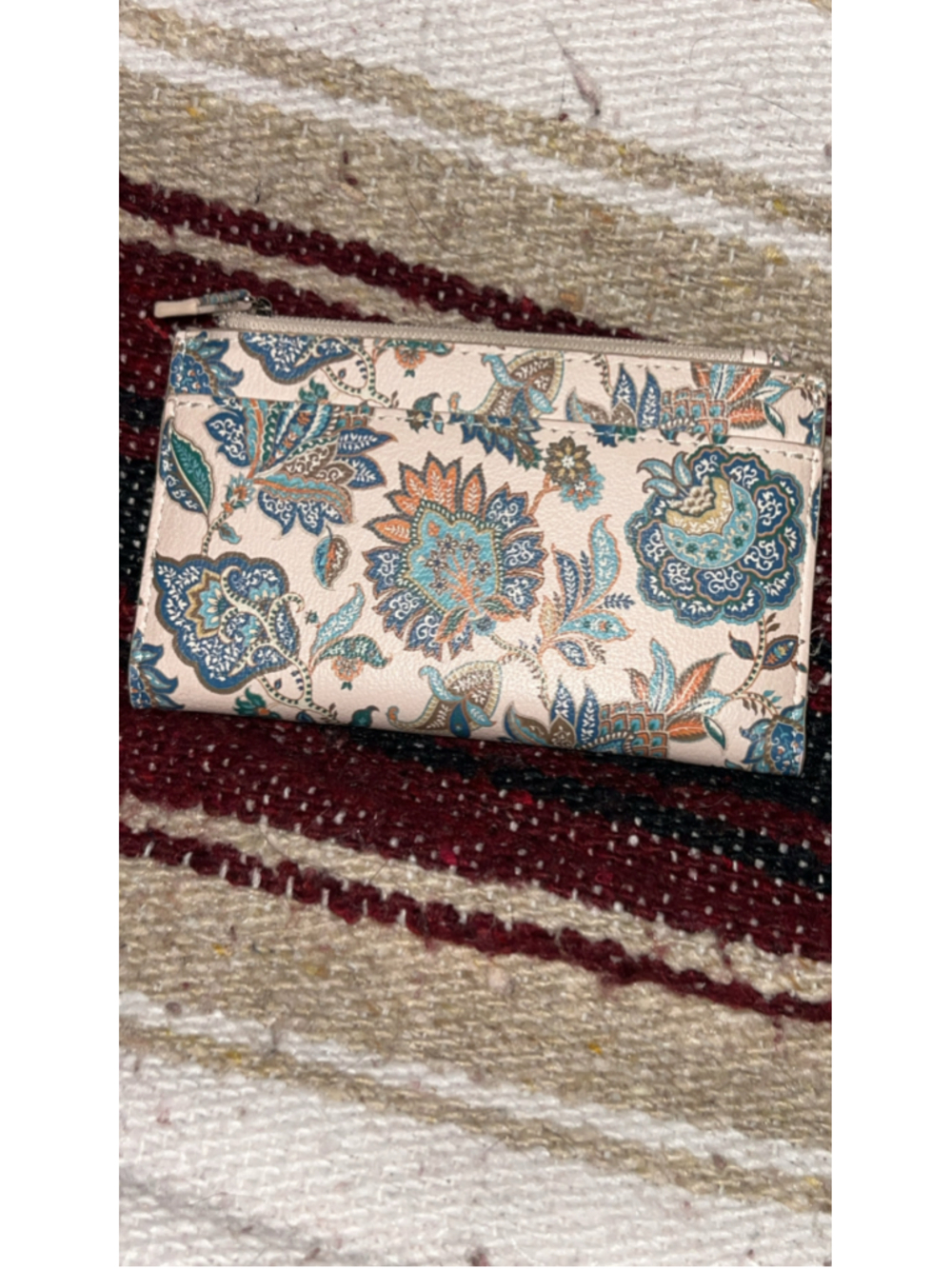 Women's Unbranded Floral Print Wallet One Size Beige Blue